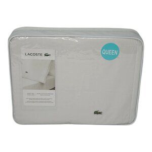 Lacoste Queen Sheet Set 100% Cotton Percale Iced Mint Green 4 Piece Set